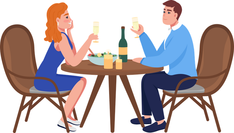 Couple at romantic dinner  Illustration