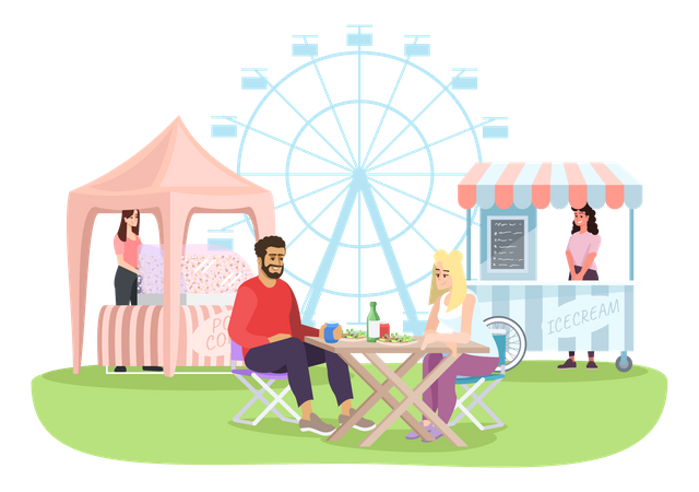 Couple at summer fun  Illustration