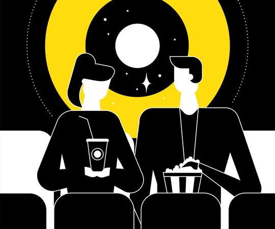 Couple at the cinema Illustration