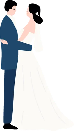 結婚披露宴のカップル  イラスト