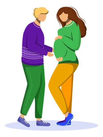 Couple attendant bébé  Illustration