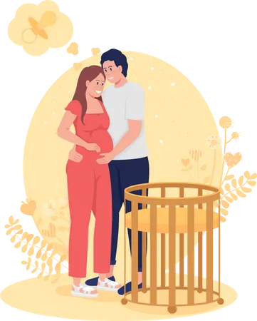 Couple attendant bébé  Illustration