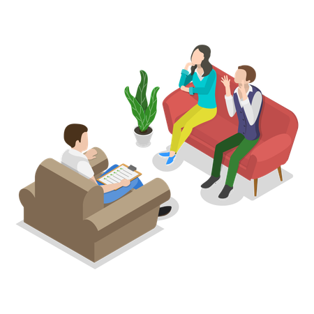 Couple attending Psychotherapy Session  Illustration