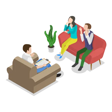 Couple attending Psychotherapy Session  Illustration