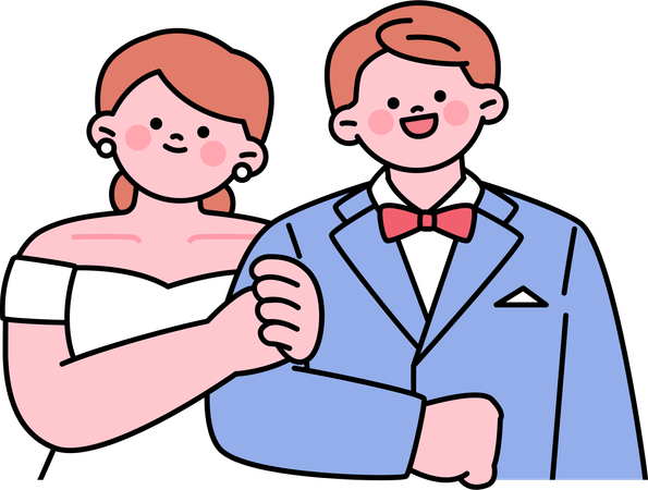 Couple attends their wedding party  Illustration