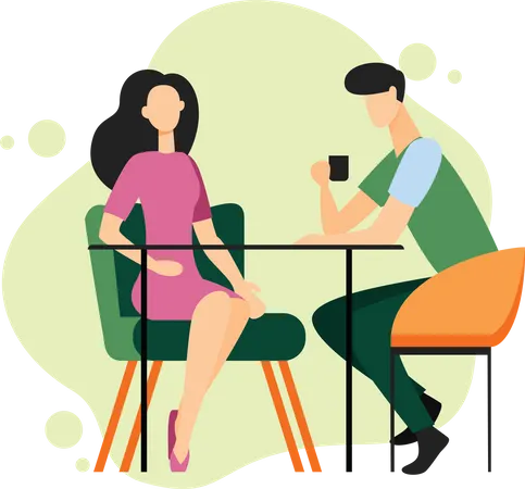 Couple en rendez-vous café  Illustration