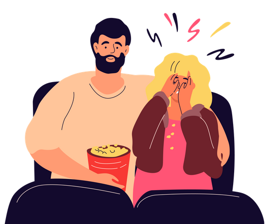 Couple au cinéma  Illustration