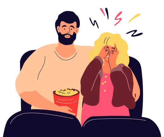 Couple au cinéma  Illustration