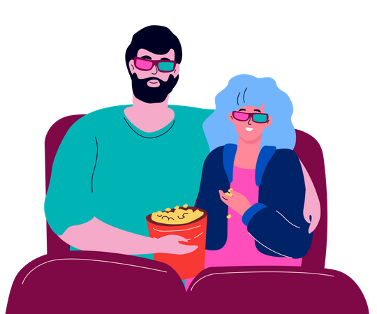 Couple au cinéma  Illustration