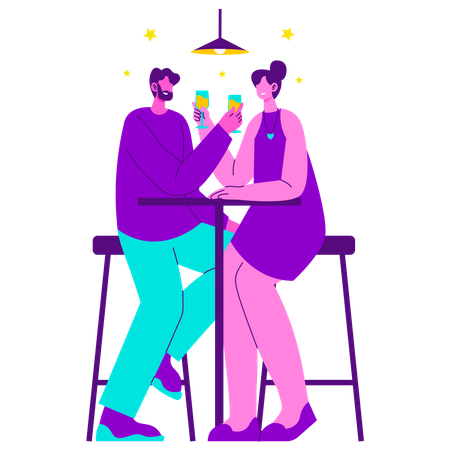 Couple au dîner  Illustration