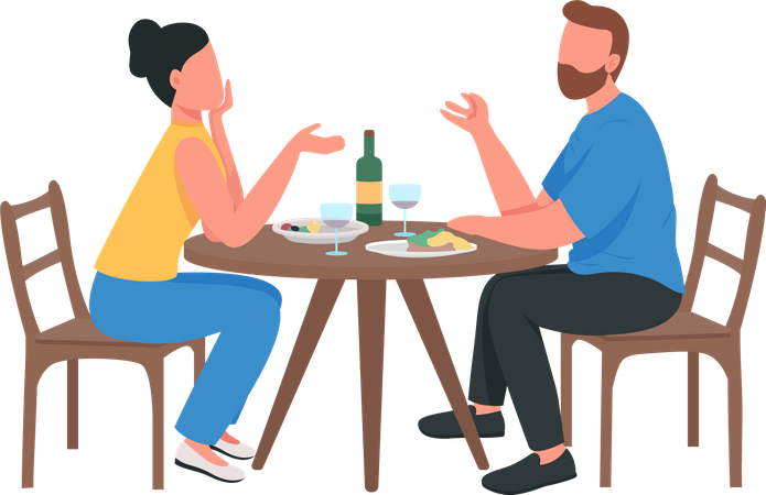 Couple au dîner romantique  Illustration