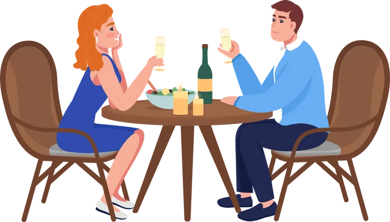 Couple au dîner romantique  Illustration