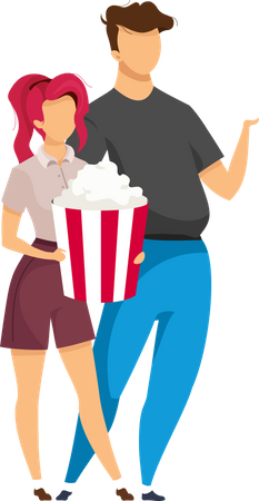 Couple au rendez-vous du cinéma  Illustration