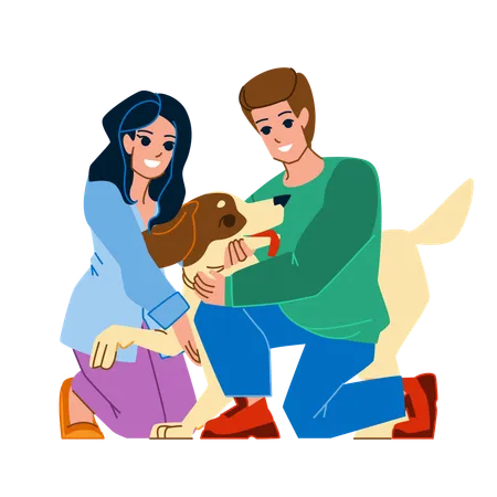 Couple avec chien  Illustration