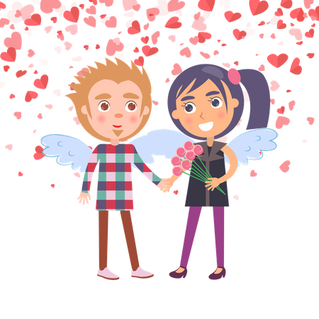 Couple avec des ailes  Illustration