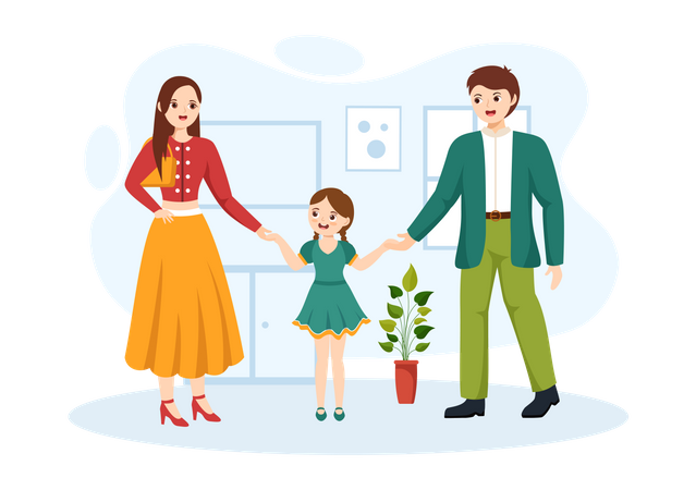 Couple avec leur enfant adopté  Illustration