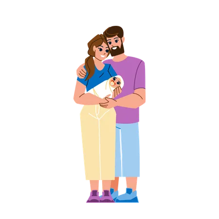 Couple avec nouveau-né  Illustration