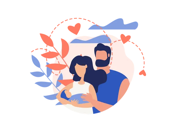 Couple avec nouveau-né  Illustration