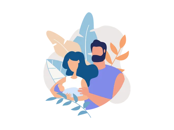 Couple avec nouveau-né  Illustration