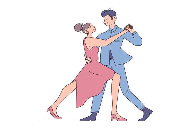 Couple ayant une danse romantique  Illustration