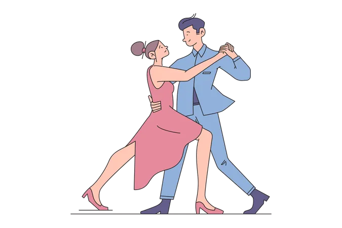 Couple ayant une danse romantique  Illustration