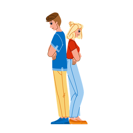 Couple back to back  Illustration