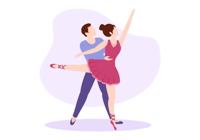 Couple Ballerina Dancing  Illustration