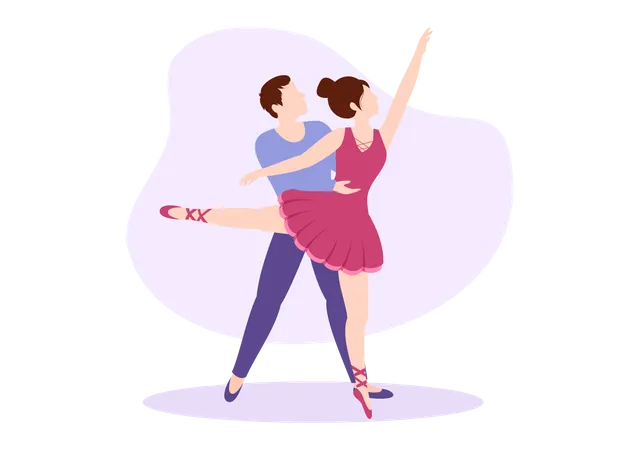 Couple Ballerina Dancing Illustration