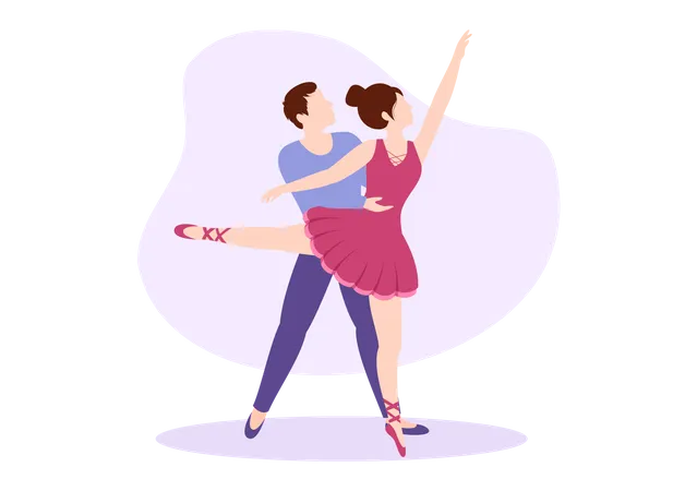 Couple Ballerina Dancing  Illustration