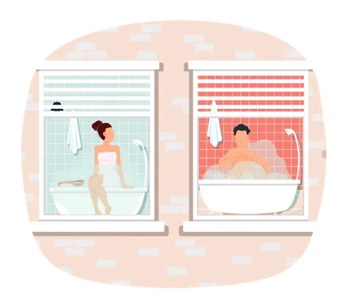 Couple bathing  Illustration