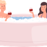 illustration for couple bathing together