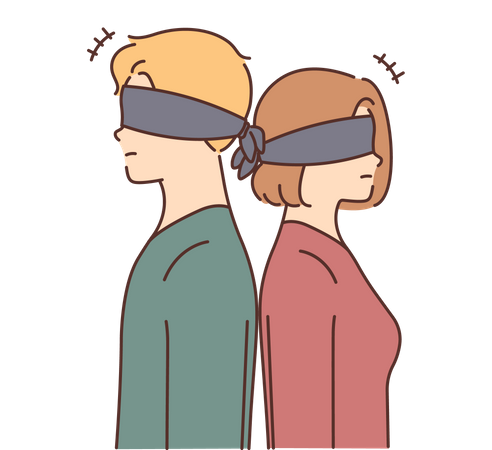 Couple blindfolded Illustration