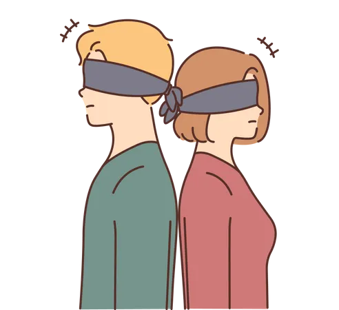 Couple blindfolded Illustration