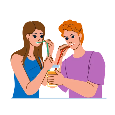 Couple buvant du jus  Illustration