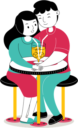 Couple buvant un verre  Illustration