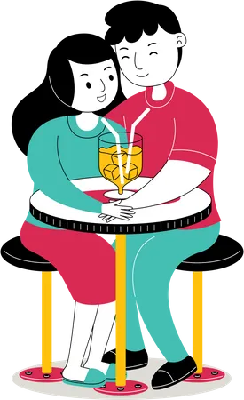 Couple buvant un verre  Illustration