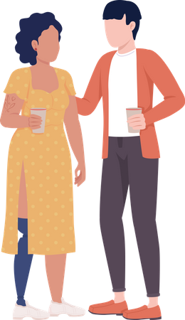 Couple buvant du café ensemble  Illustration