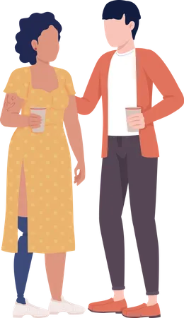 Couple buvant du café ensemble  Illustration