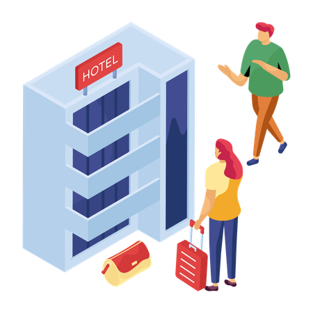 Couple booking hotel for stay  Illustration