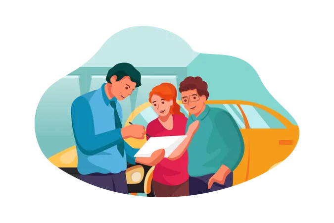 Couple booking new car  Illustration