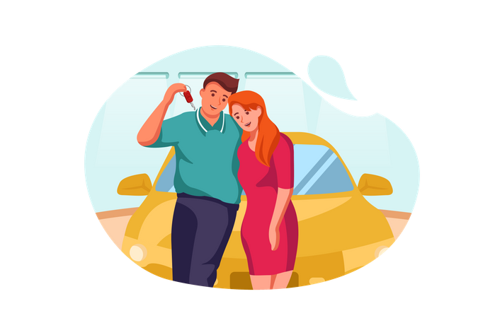 Couple bought new car  Illustration