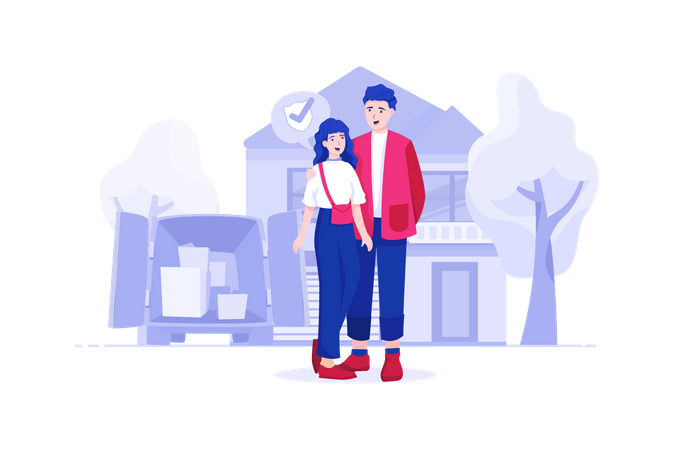 Couple bought new house from home loan  Illustration