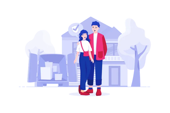 Couple bought new house from home loan  Illustration