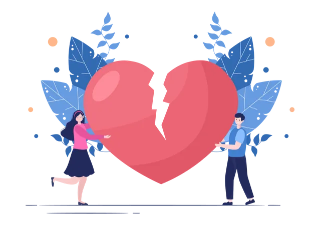 Letter Broken Heart Background Flat Illustration For Parting And Divorce In An Envelope Poster Or Greeting Card Valentines Day Illustration