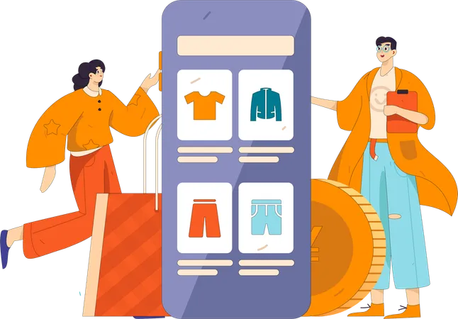 Couple browse on clothes section  Illustration