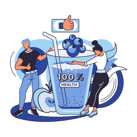 Couple buvant une boisson végétalienne saine  Illustration