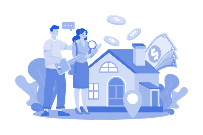 Couple Buying A New House  Illustration