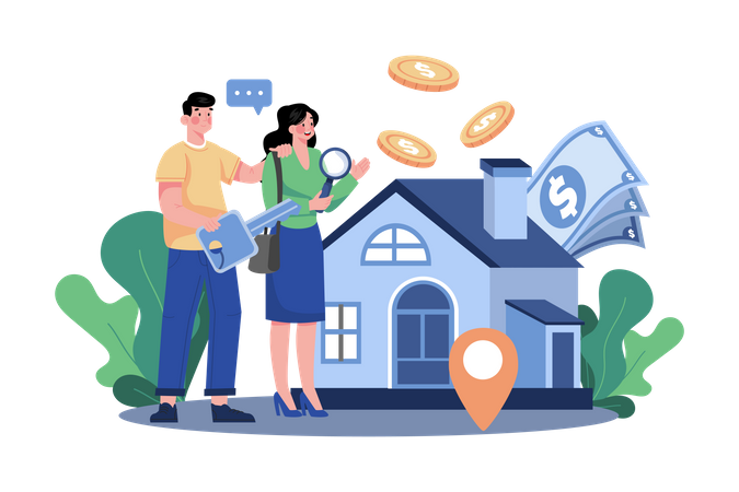 Couple buying a new house  Illustration