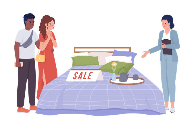 Couple Buying bed  Illustration