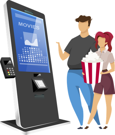 Couple buying cinema tickets  Illustration